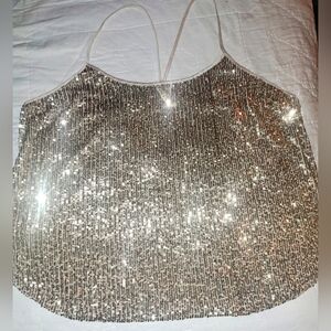 Victoria's Secret gold sequin cami.